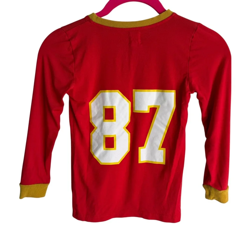 FANCY SCHMANCY BABY 87 Fan Swiftie Chiefs Girls Long‎ Sleeve Pajama Top, 7